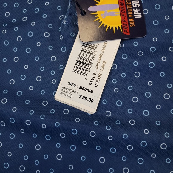 NWT Johnnie O Prep Performance Golf Polo Sz M Blue Micro Dot Stretch $98 MSP - Picture 6 of 15